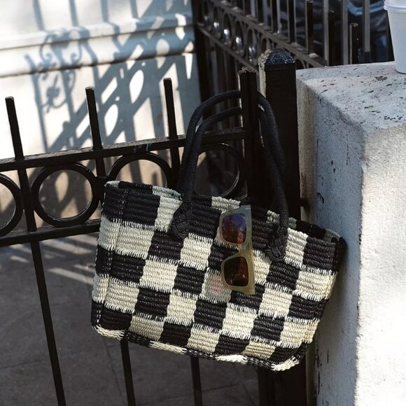J. Crew Marseille Tote in Gingham Straw - Picture 1 of 6